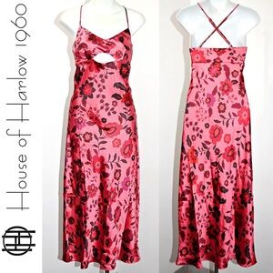 House of Harlow 1960 Pink and Red Backless Dress